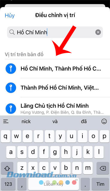 Nhập vị trí cần thay thế