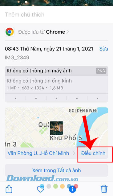 Chạm vào nút Điều chỉnh