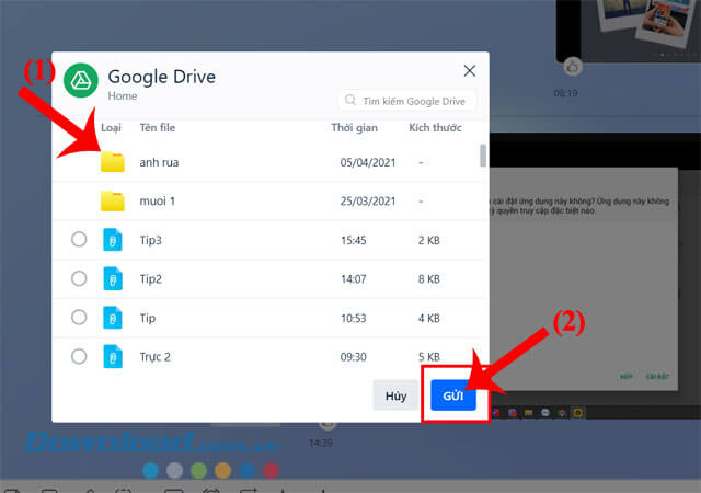 Chọn file dữ liệu > Nhấp chuột vào nút Gửi