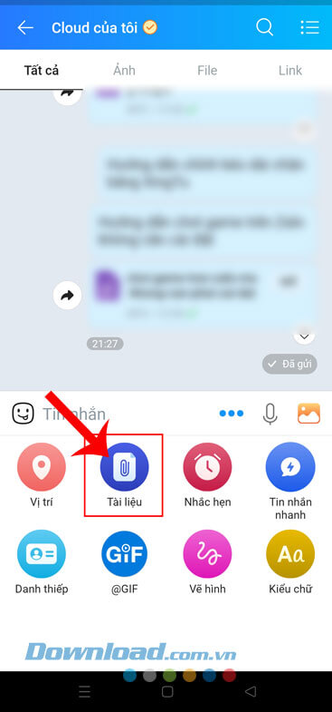 Nhấn vào mục Tài liệu