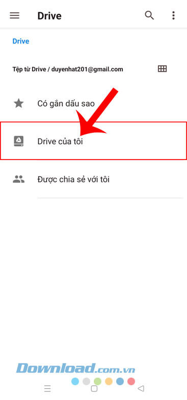 Nhấn vào mục Drive của tôi