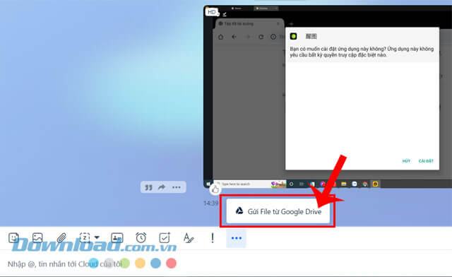 Nhấn vào mục Gửi File từ Google Drive