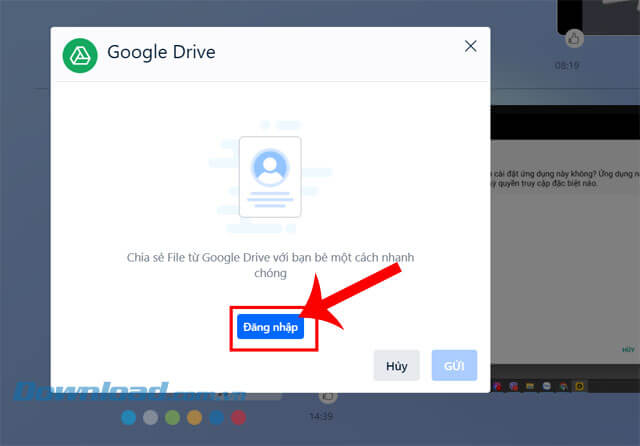 Click chuột vào nút Đăng nhập