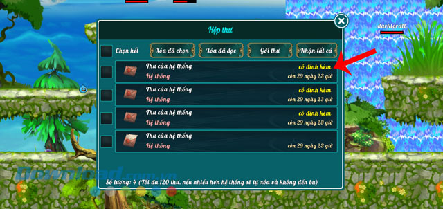 Chạm vào nút Nhận