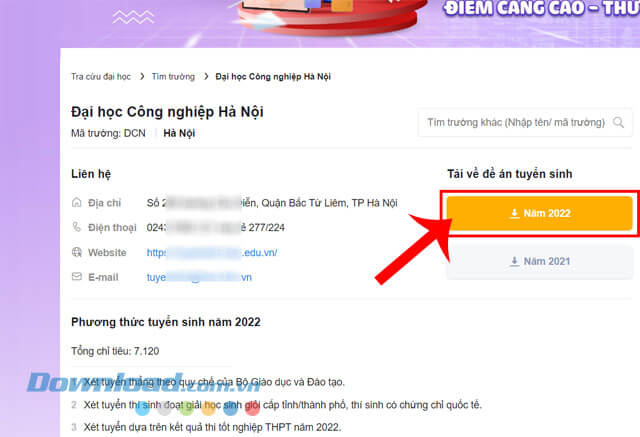 Click chuột vào nút Tải về