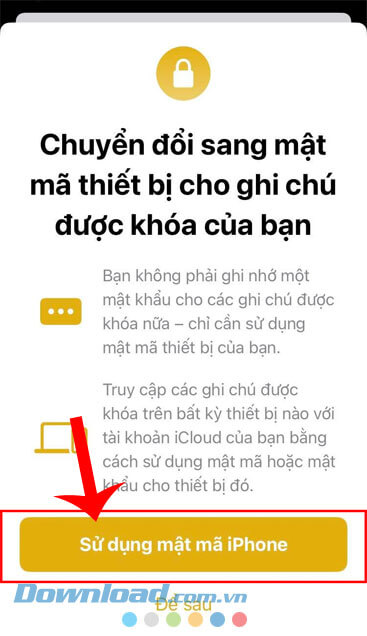 Chạm vào nút Sử dụng mật mã iPhone