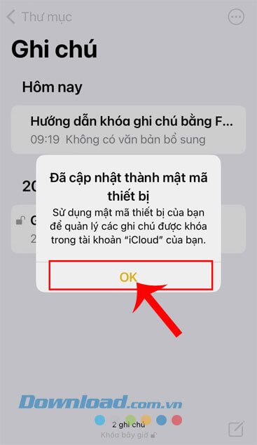 Nhấn vào nút OK