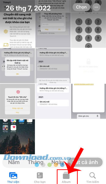 Chạm vào mục Album