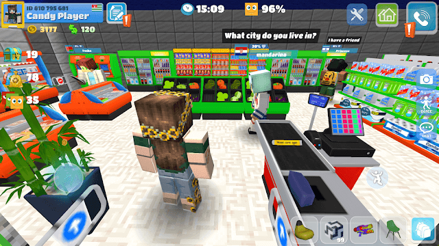Tự do làm những điều mình muốn trong thành phố hình khối của game School Party Craft