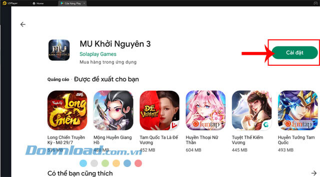 Click chuột vào nút Cài đặt