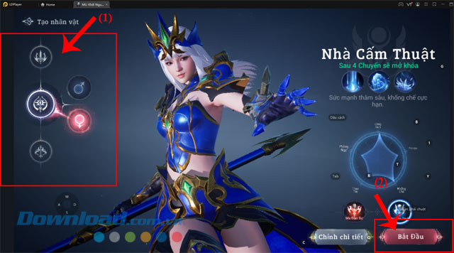 Chọn class nhân vật