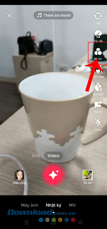 Chạm vào mục Bộ lọc