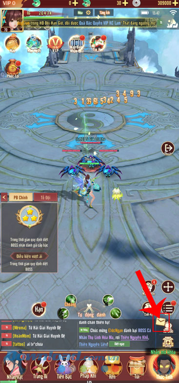 Chạm vào biểu tượng bức thư