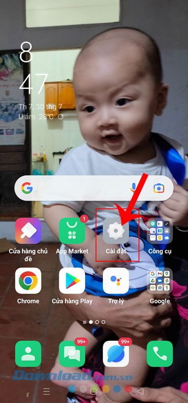 Mở ứng dụng Cài đặt