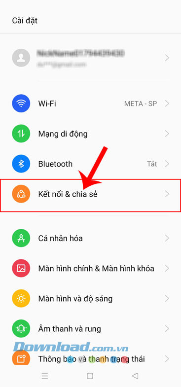 Nhấn và Kết nối & chia sẻ