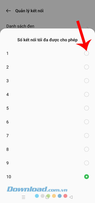 Chọn số lượng người được phép kết nối wifi