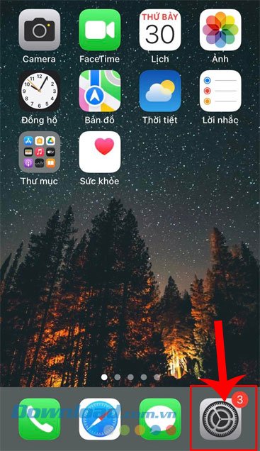 Mở ứng dụng Cài đặt lên