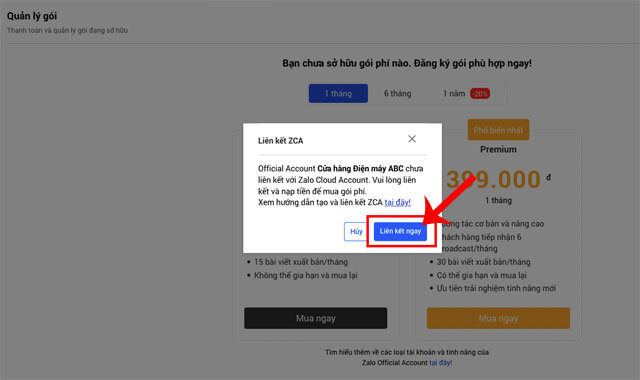 Nhấp chuột vào nút Liên kết ngay