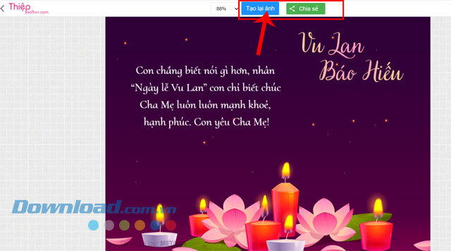 Nhấn vào nút Chia sẻ hoặc Tạo lại ảnh
