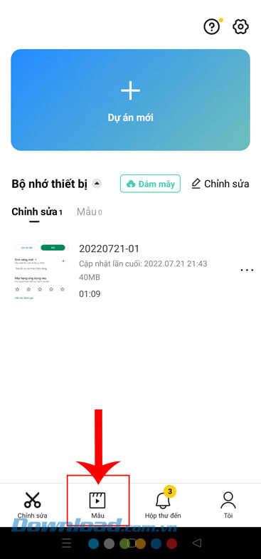 Nhấn vào mục Mẫu