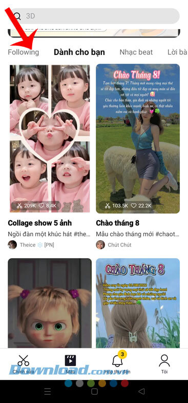 Chọn mẫu template video có sẵn