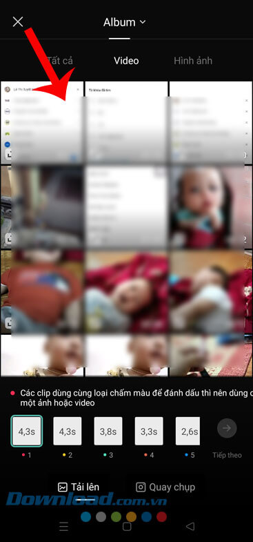 Chọn số lượng ảnh, video theo mẫu