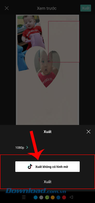 Nhấn vào nút Xuất không có hình mờ hoặc nút Xuất