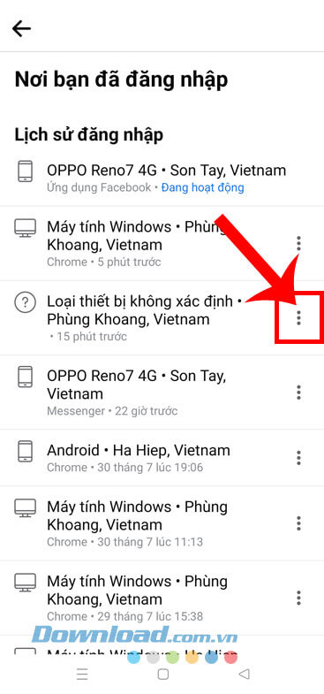Chạm vào biểu tượng dấu ba chấm