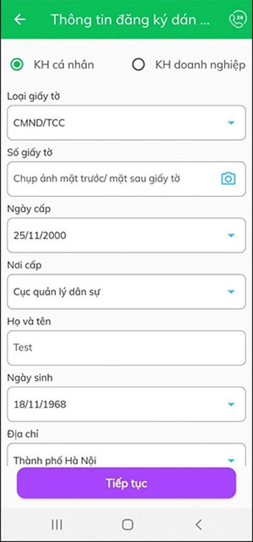 Điền bổ sung thông tin