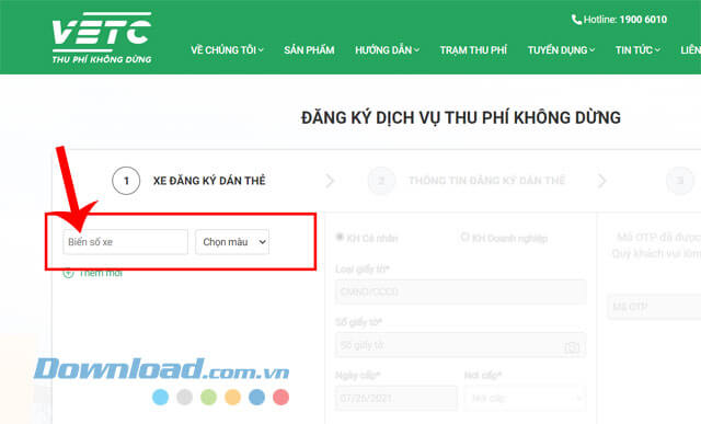 Nhập biển số, màu biển