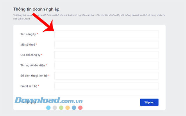 Nhập thông tin doanh nghiệp