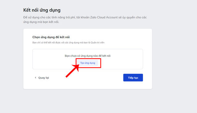 Click chuột vào nút Tạo ứng dụng