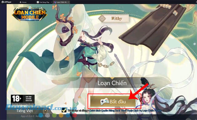 Nhấn vào nút Bắt đầu