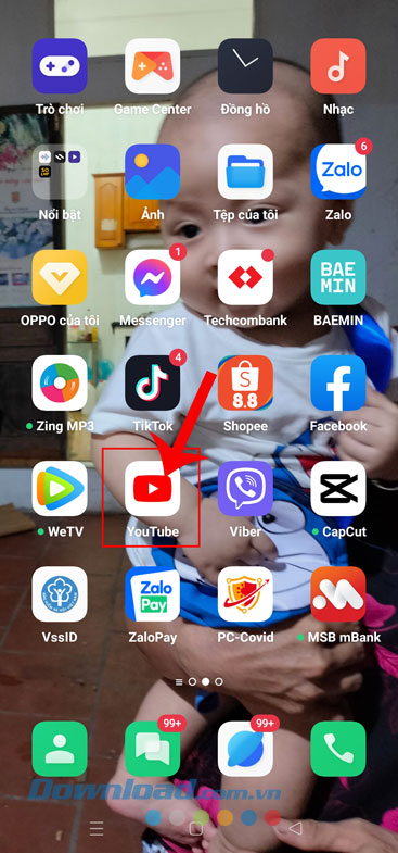 Mở ứng dụng Youtube