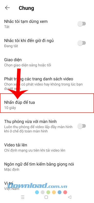 Chạm vào mục Nhấn để tua 