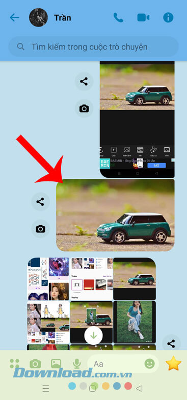 Chạm và giữ vào nội dung tin nhắn