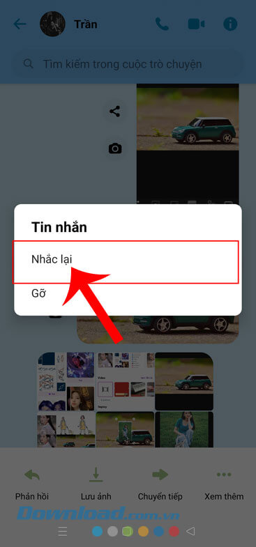 Nhấn vào nút Nhắc lại