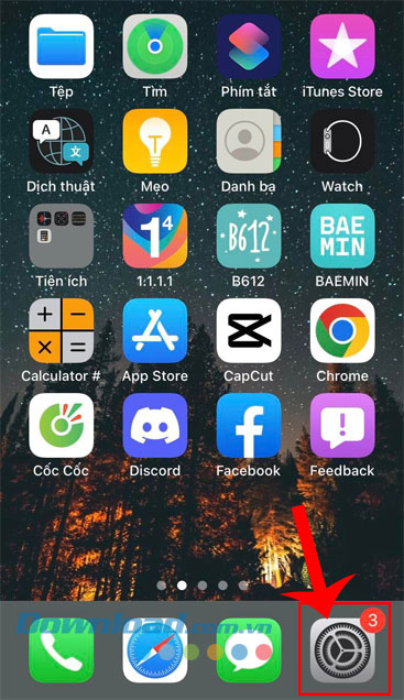 Mở ứng dụng Cài đặt