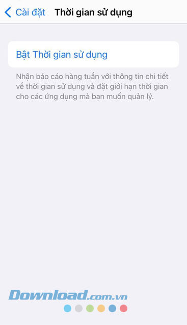 Đã tắt bỏ tính năng Screen Time