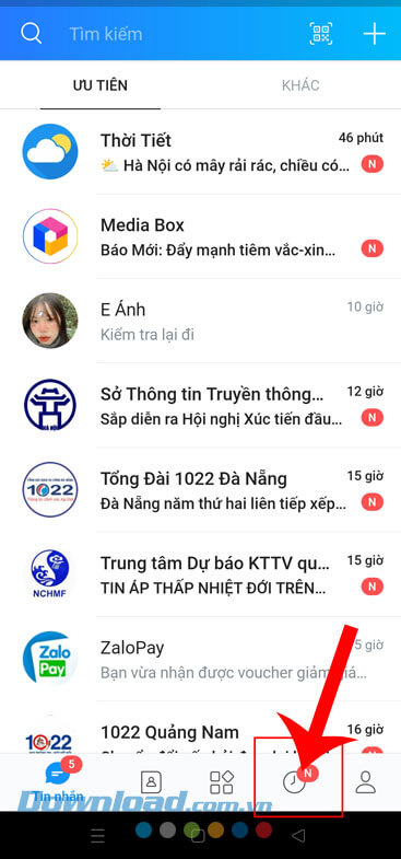 Ấn vào biểu tượng đồng hồ