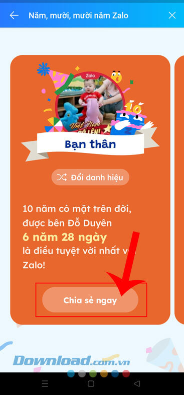 Chạm vào nút Chia sẻ ngay