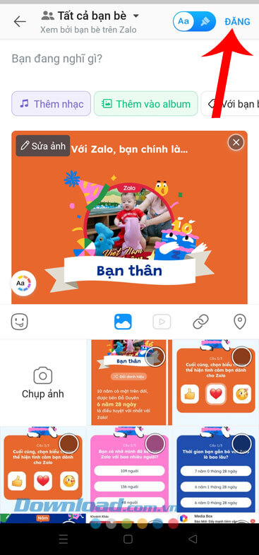 Tạo và đăng bài viết lên Nhật ký Zalo