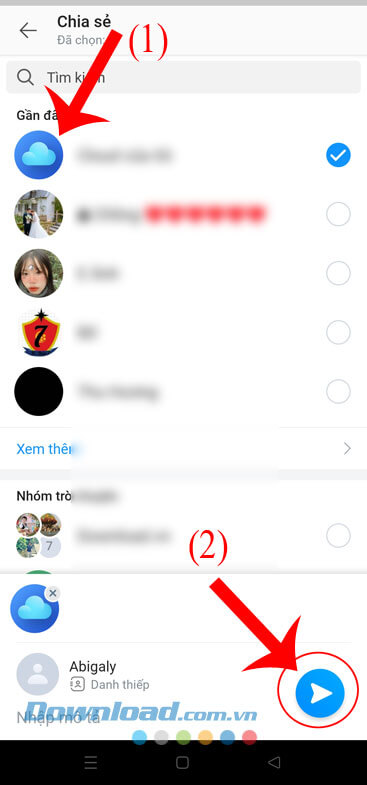 Chia sẻ danh bạ đến mọi người