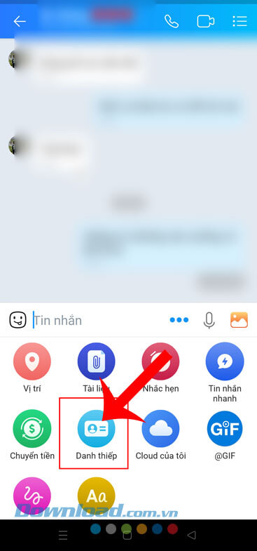 Chạm vào biểu tượng danh thiếp