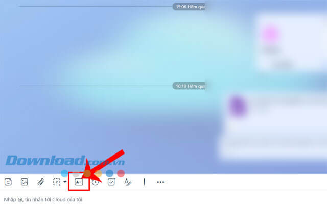 Click chuột vào biểu tượng danh thiếp