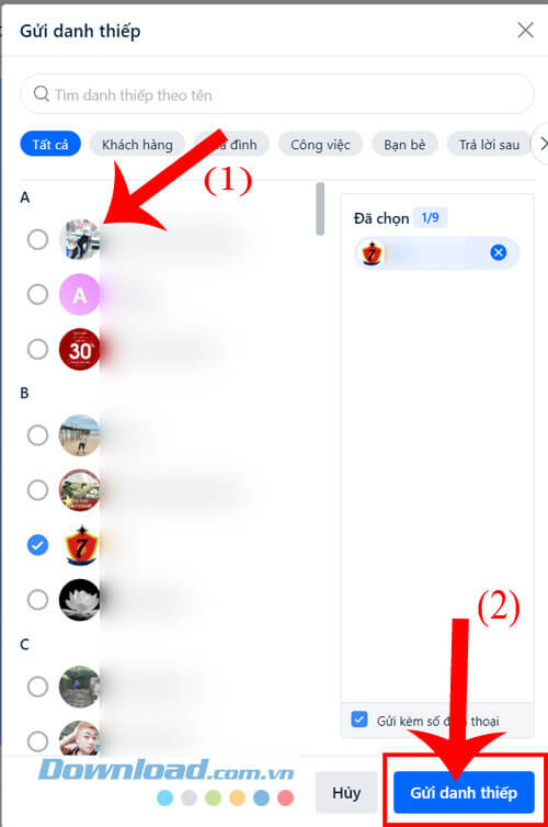 Chọn một danh thiếp mà bạn muốn gửi đi