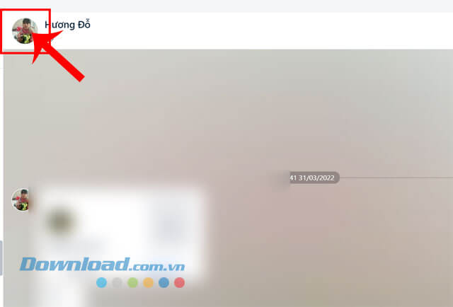 Click chuột vào ảnh đại diện