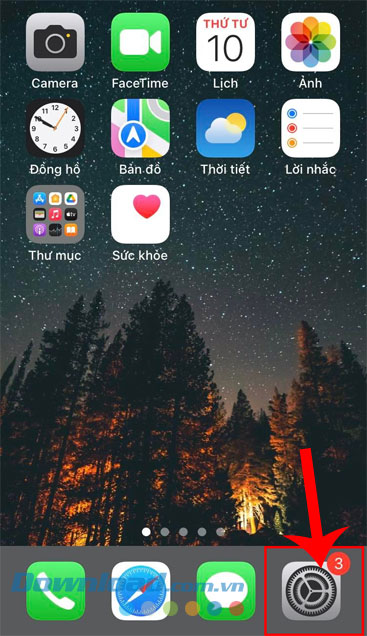 Mở ứng dụng Cài đặt