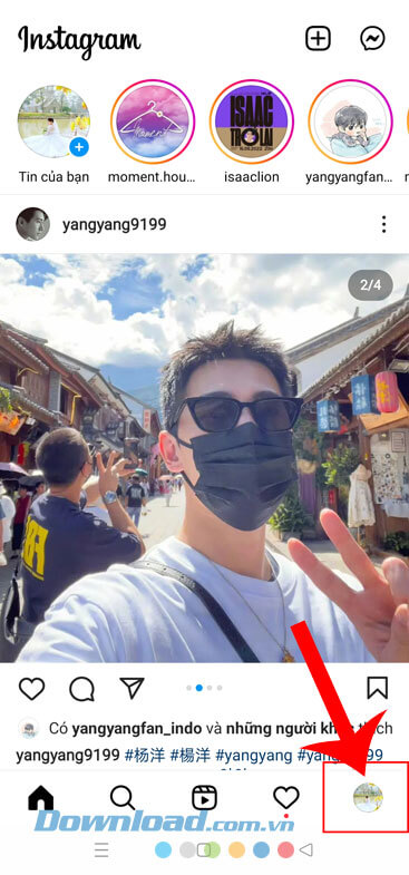 Ấn vào biểu tượng tài khoản