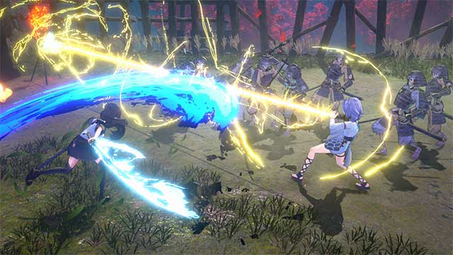 Tsumugi sẽ phải chém kẻ thù và thực hiện các kỹ thuật dùng kiếm siêu phàm